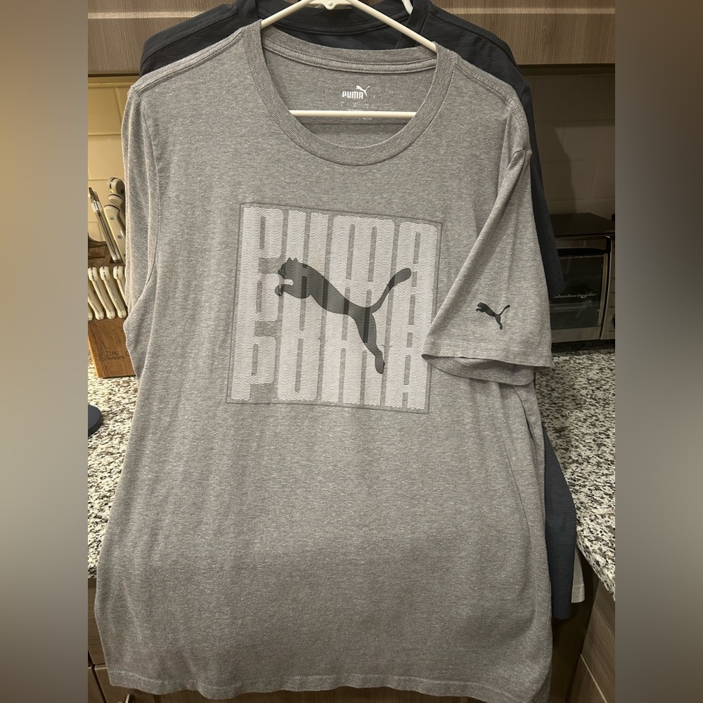 PUMA Men's Heather Gray Logo Tee